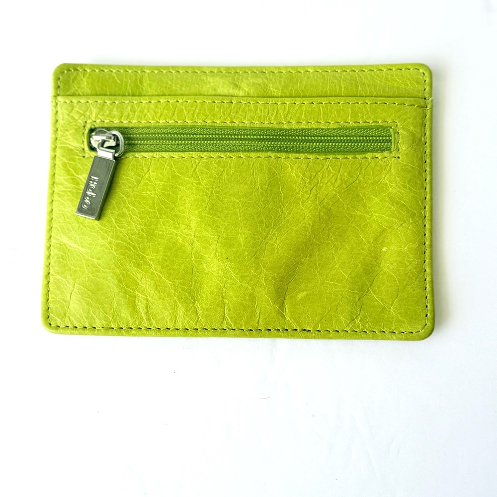 26 International Lime Green Wallet with Patterned Interior